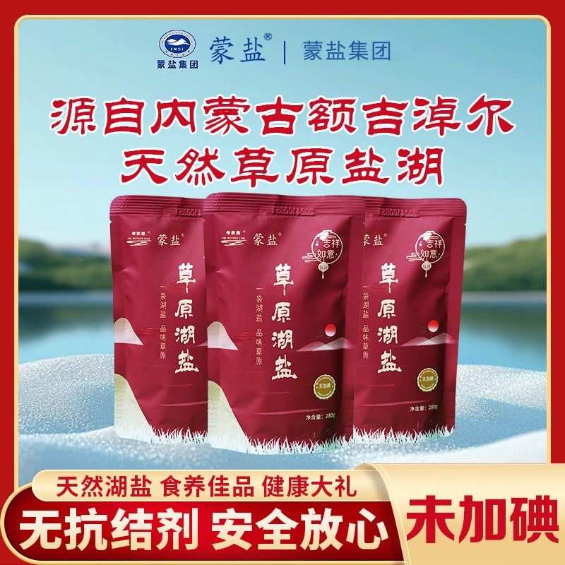 蒙盐内蒙古草原湖盐280g无添加剂家用商用厨房调味品红袋送礼湖盐,粮油调味/速食/干货/烘焙,食盐,淘宝优惠券,粉丝福利购,淘宝优惠卷