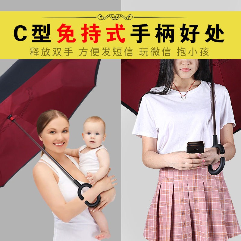 雨伞反向自动反折长柄大号晴雨两用女结实双人车载简约酷手动