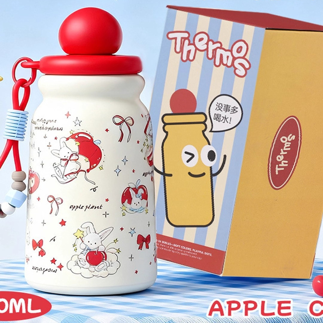 苹果小狗保温杯新款高颜值316不锈钢杯子可爱吸管杯水杯3