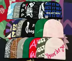 Trendy Street Hip-Hop Rap Skateboard Personality Print Fashion Versatile Knitted Hat Cold Weather Hat Melon Cap for Men and Women