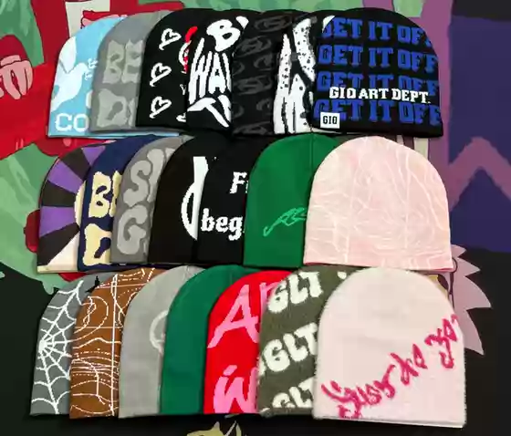 Trendy Street Hip-Hop Rap Skateboard Personality Print Fashion Versatile Knitted Hat Cold Weather Hat Melon Cap for Men and Women