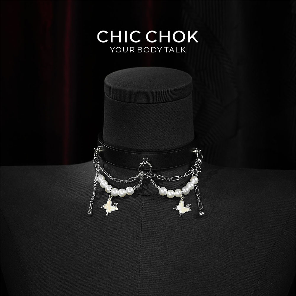 CHICCHOK珍珠蝴蝶项圈男女通用