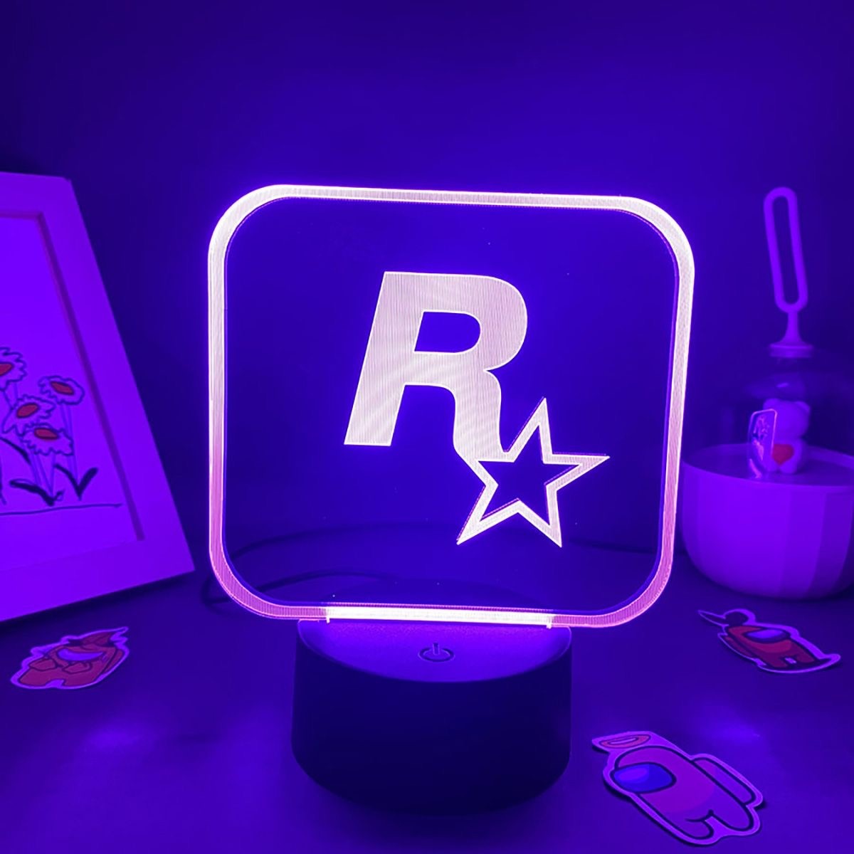 R星LOGO周边游戏电竞房间电脑桌面七彩装饰氛围变色礼物LED小夜灯