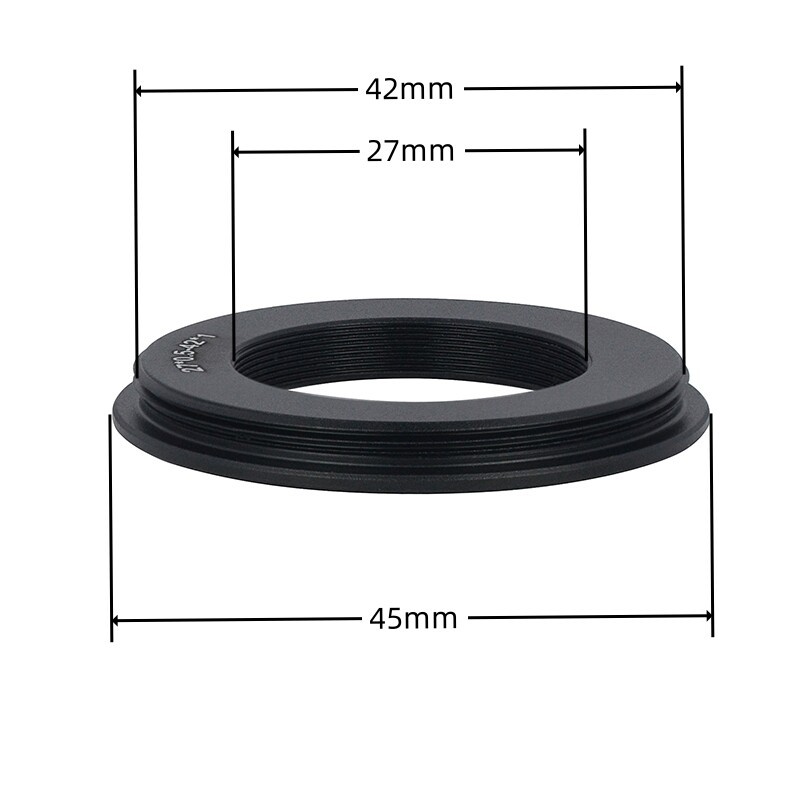 带凸缘M27-M42改口环 27 x 0.5mm转42mm x 1mm外螺纹镜头转接环