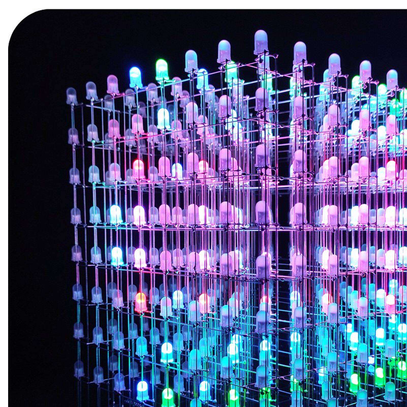 乐涛3D8全彩光立方 四脚LED 8x8x8 单片机电子DIY套件 焊接套件