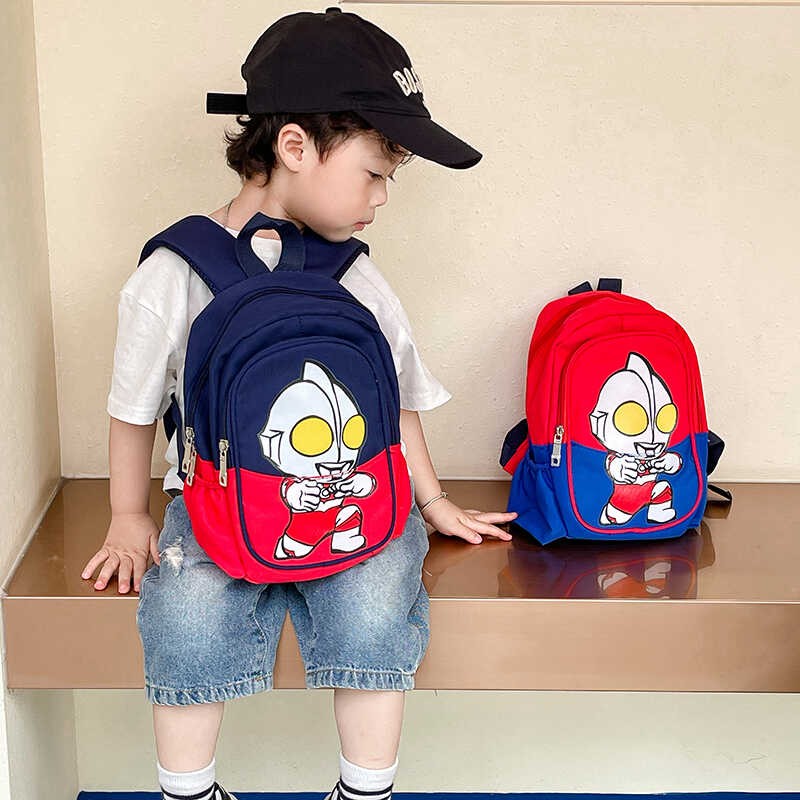 儿童双肩包幼儿园超人背包男孩帆布卡通书包男童开学书包潮