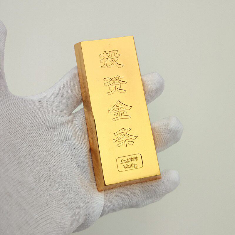 锌合金投资金条 1000g仿真金砖镀金道具金块橱窗摆件展示柜样板金