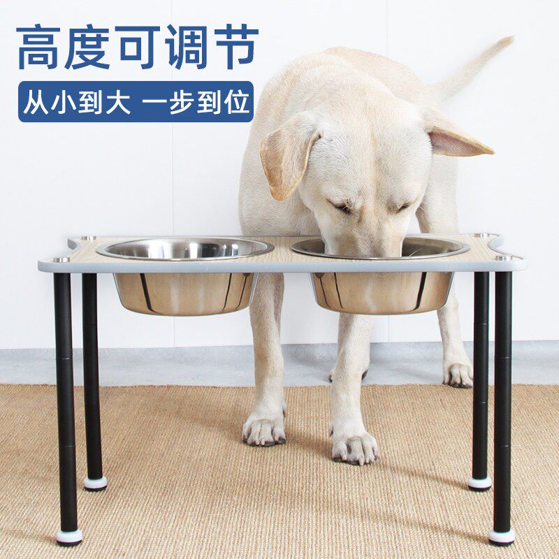 可调节高度狗狗食盆碗架狗盆狗碗水碗双碗不锈钢保护颈椎大碗大狗