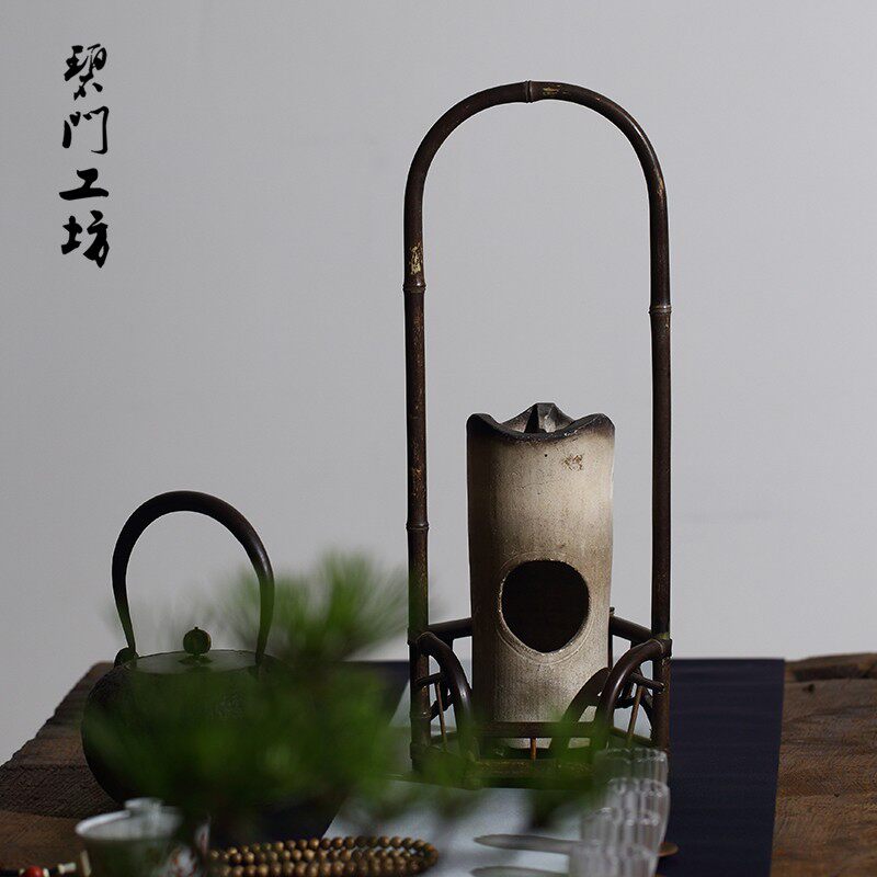 碧门工坊 老紫竹凉炉架炉台复古博古架手提花架茶道陈设竹制茶棚