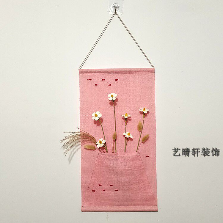 艺晴轩日式挂画壁挂帘装饰干花插画帘民宿挂画书房挂画立体花画帘