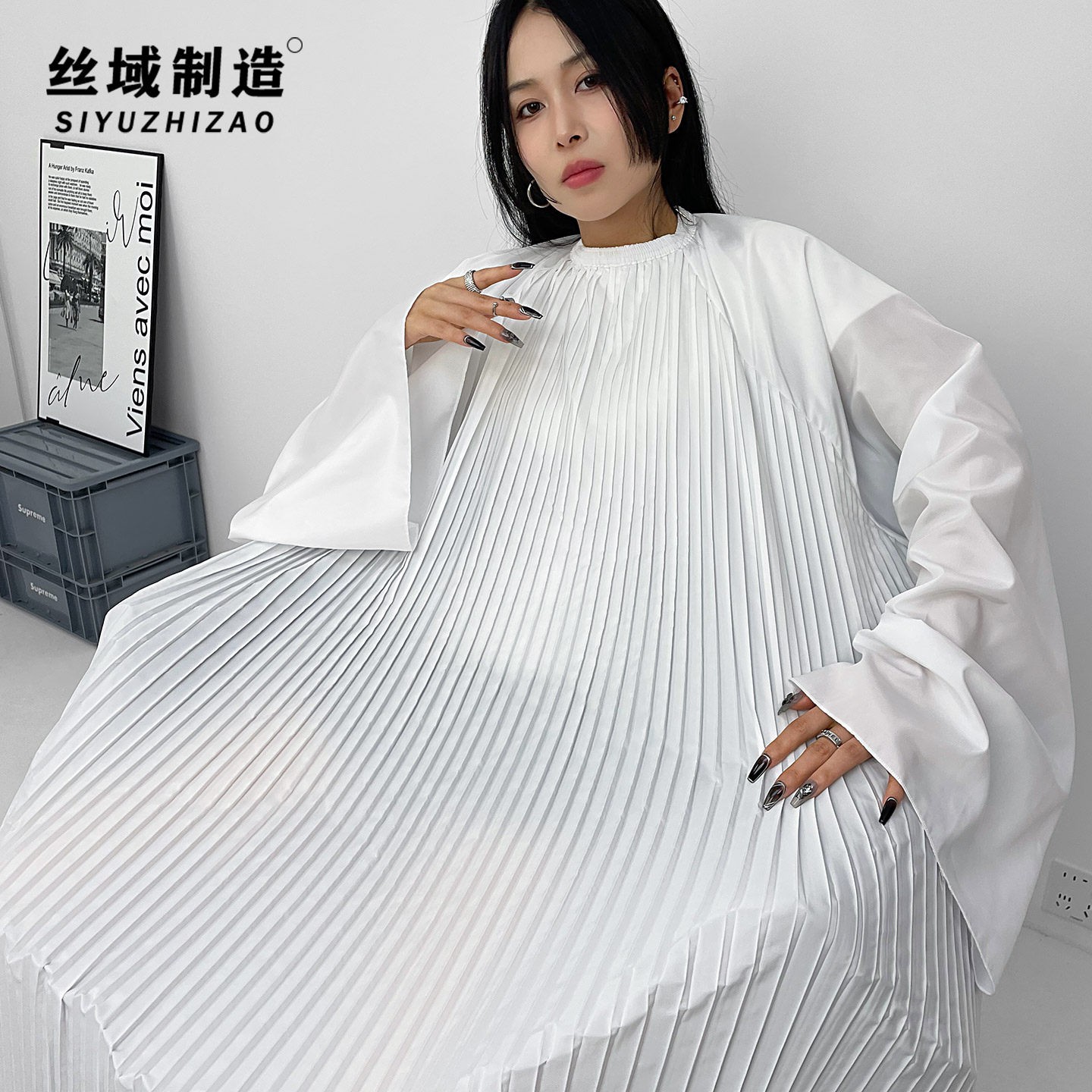 高院长网红加长有袖理髲店剪发围布发廊专用美发专业高档防水围布