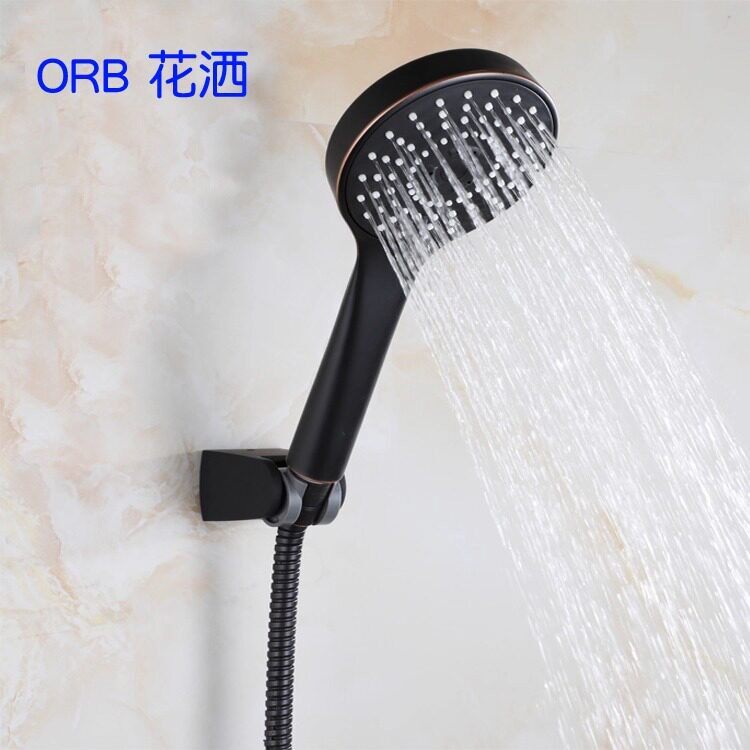 ABS塑料黑色拉丝手持花洒喷头热水器淋浴莲蓬头沐浴家用喷头浴室