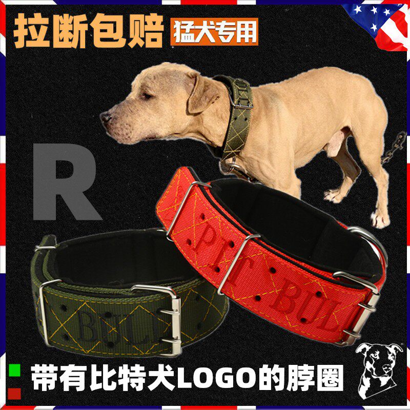 比特犬专用脖圈大中型猛犬加棉加宽拉不断项圈宠物狗个性logo脖套