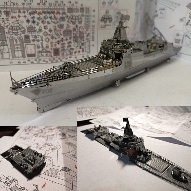 055驱逐舰 DIY手工拼装战舰模型3D金属立体拼图益智男孩成人玩具