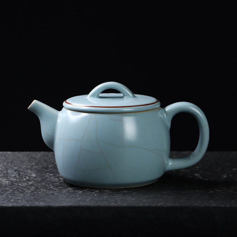 凝香阁茶养开片天青汝窑汉瓦壶冰裂釉中式高档家用茶具大号泡茶壶
