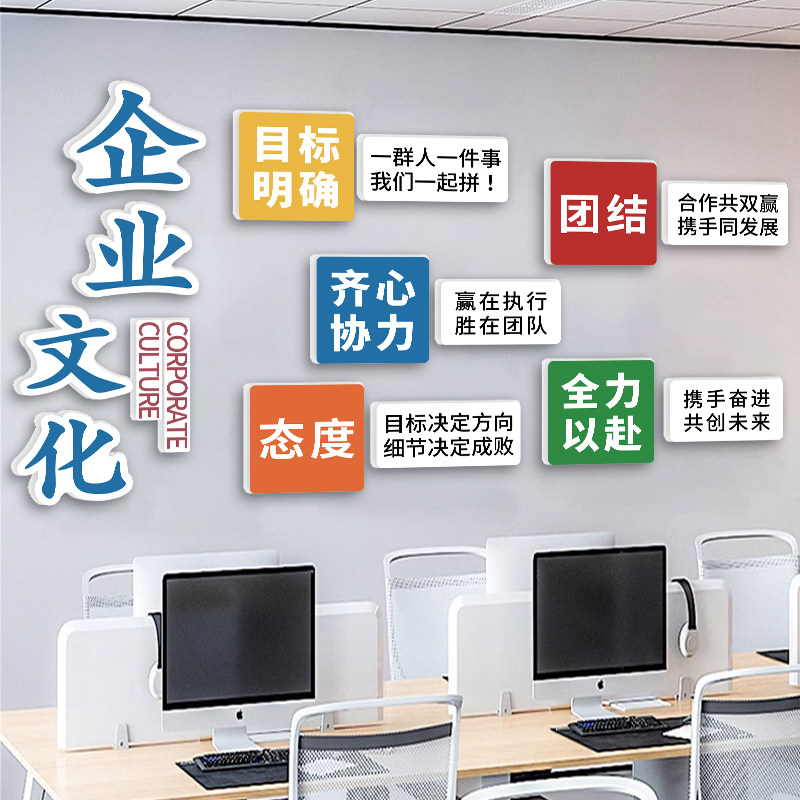 办公室墙面装饰画高级感企业文化墙公司会议室背景墙布置墙贴挂画,家居饰品,软装墙贴,淘宝优惠券,粉丝福利购,淘宝优惠卷