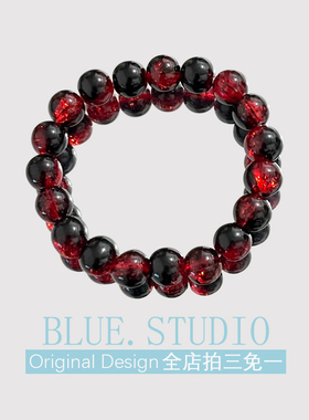 BLUE.STUDIO原创设计黑红琉璃手串女款手链生日礼物手串饰品男ins