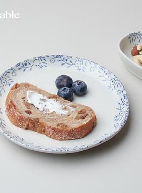 Hitable凡花浅盘陶瓷不规则复古创意餐盘家用套装早餐盘餐厅菜盘