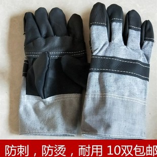 牛皮耐磨耐油防穿刺焊O工焊接劳保防护工作 10双电焊短皮手套