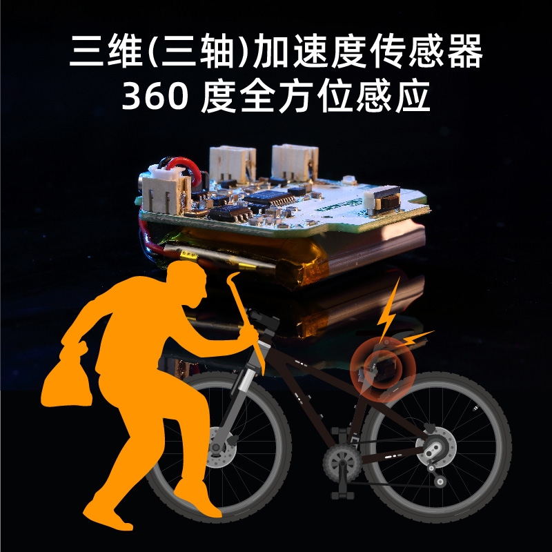 自行车尾灯防盗报警器(充电式)刹车灯H夜灯车规级亮度加速度传感