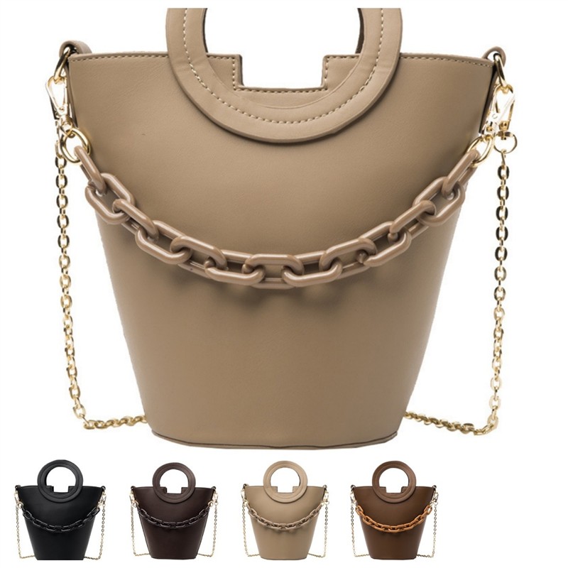 样板房摆件衣帽间软装包亚克力链条大容量单肩纯色圆环手提水桶包