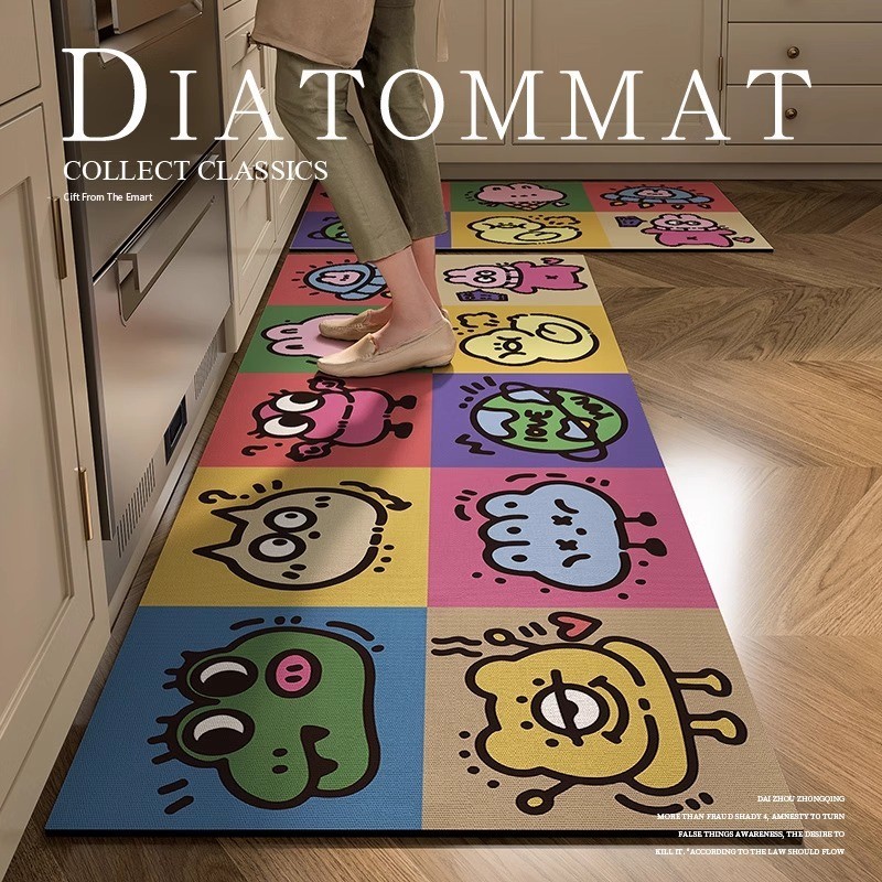 创意厨房硅藻泥地垫家用长条l形可裁剪吸水吸油脚垫防滑速干地毯