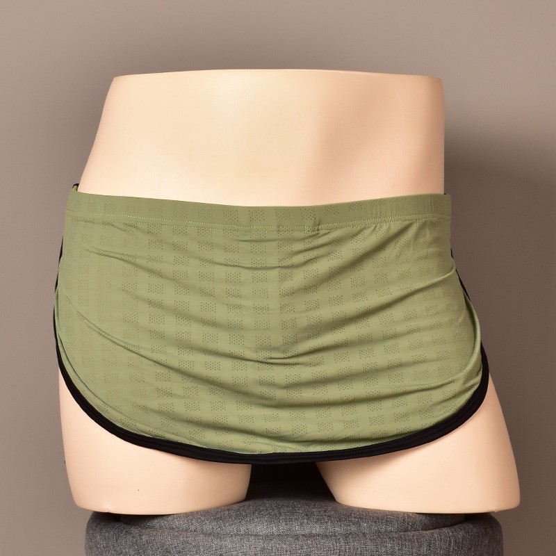 男士弹力阿罗裤围裙裤前后一片式侧开叉内置单丁囊袋内裤居家裤潮