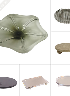 现代简约大理石金属托盘摆件家居客厅餐厅酒店收纳样板房