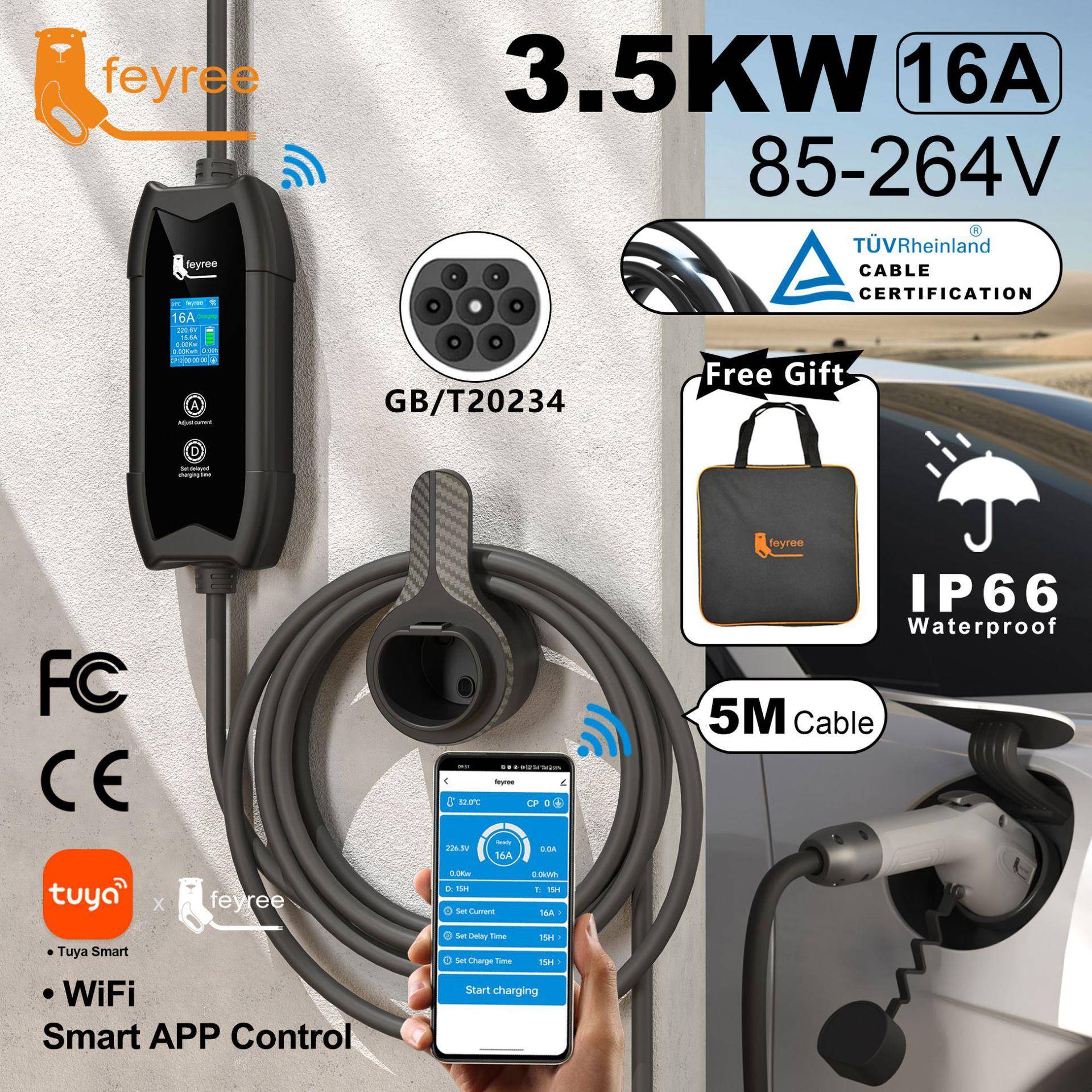 新能源汽车充电枪桩器电动汽车便携随车充国标3.5kw带APP