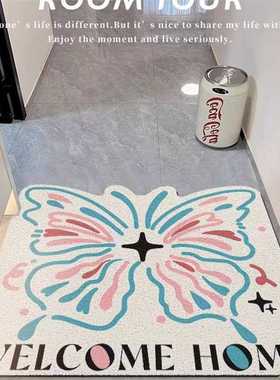 Cratejoy裁剪高级地毯垫门口门脚垫ins地垫自由蝴蝶感丝圈泰国入