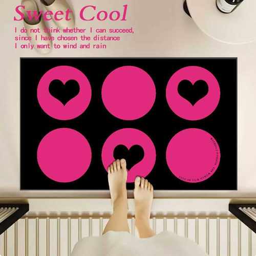 Real.de卡通家用吸油卫生间爱心几何撞色吸水地垫脚垫地垫浴室黑