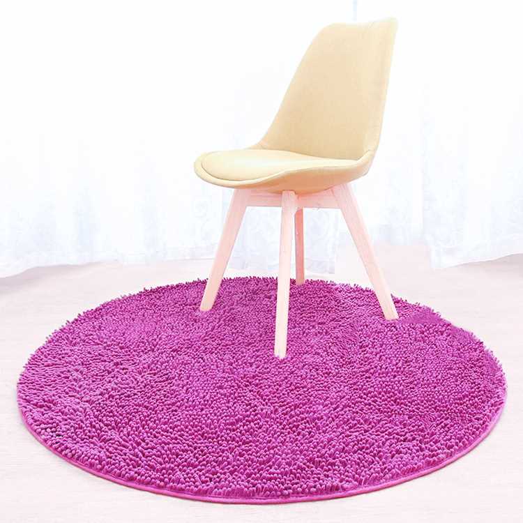 北欧防滑吸水地床边转椅定制地毯垫脚垫雪尼尔d80cm圆形加厚地毯