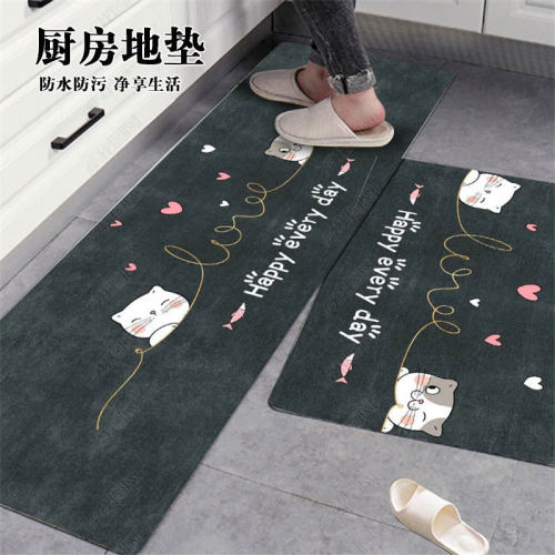 OnBuy地毯厨房pvc跨境可皮革擦洗防水阳台厨房pu地垫裁剪可脚垫防