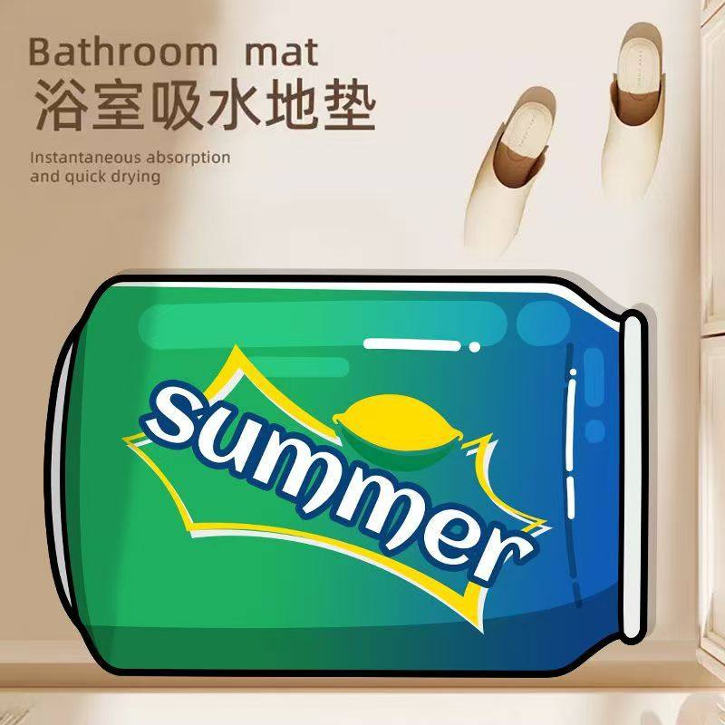 Allegro硅藻防滑易拉罐泥门口异形脚垫可爱卫生间耐脏吸水浴室速