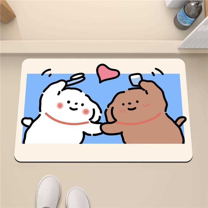 爱尔兰可爱防滑线条硅藻耐脏泥地垫门口地垫厨房小狗两只卫生间玄