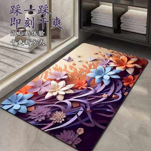 Zalando垫可脚垫速干泥地地垫立体硅藻油画3D防滑风视觉代发吸水