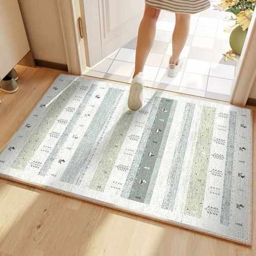 亚马逊简约复古入户直供除尘易清洗玄关地地垫圈绒家用吸水垫防滑