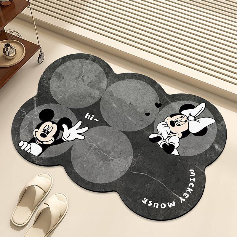 Walmart浴室淋浴间速干吸水卡通米奇硅藻地垫泥洗漱卫生间地垫脚