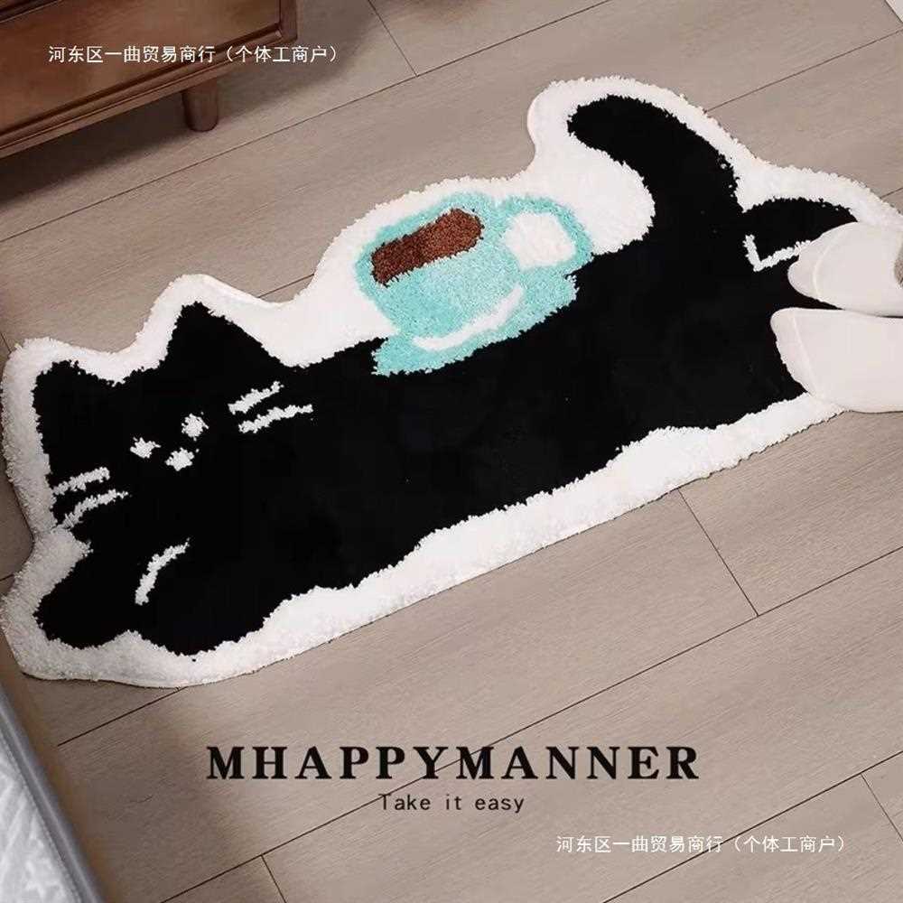 台湾进门猫咪防家用垫脚毯卧室床边羊绒地毯地垫垫咖啡加厚浴室