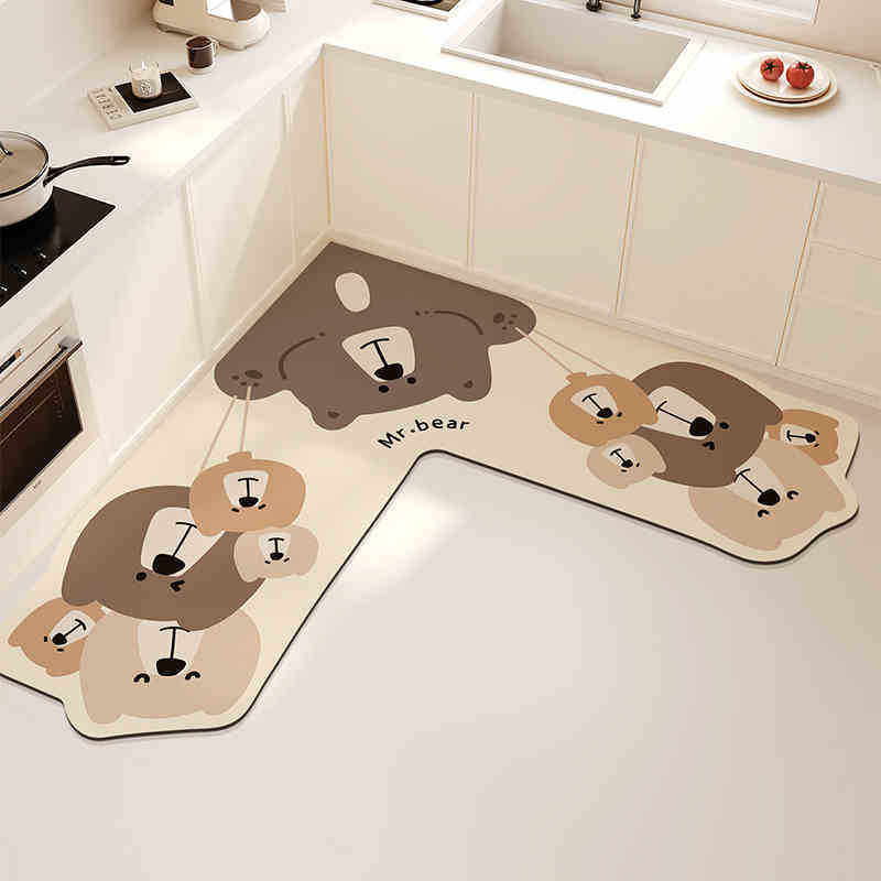 Fruugo防滑吸水速干浴室吸油硅藻厨房泥垫卡通地家用L垫型卫生间