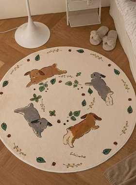 Cdiscount地垫梳妆台床边卧室客厅少女地毯毯主卧圆形地毯兔子家