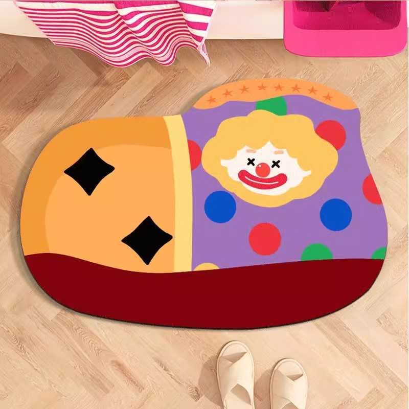 门口硅藻泥小丑直发卡通防滑地垫浴室卫生间多巴胺异形软搞怪