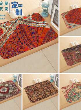 Flipkart浴室风地垫跨境地垫门口几何波斯复古卧室民族床边法兰绒