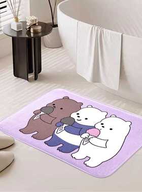 Cdiscount法兰绒进门卫生间外贸熊地脚垫卡通地毯库存浴室吸水防