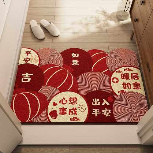 脚垫垫圈地蹭土红色家用防滑垫裁剪可入户丝创意刮泥新中式玄关