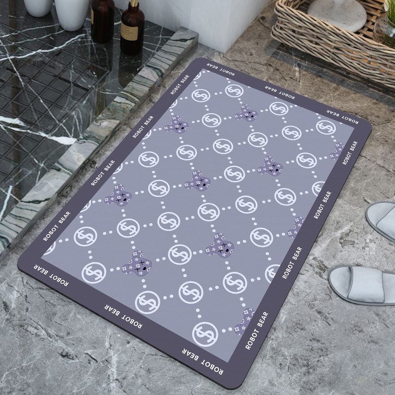 文莱家用速干卫生间耐脏硅藻卡通地垫防滑易清洗浴室泥地地垫垫吸