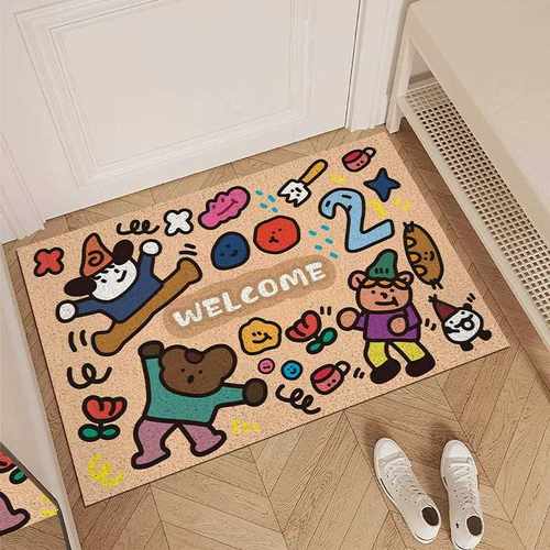 北美玄关入户门进门丝圈可脚垫地毯地垫家用耐磨子裁剪防滑垫卡通