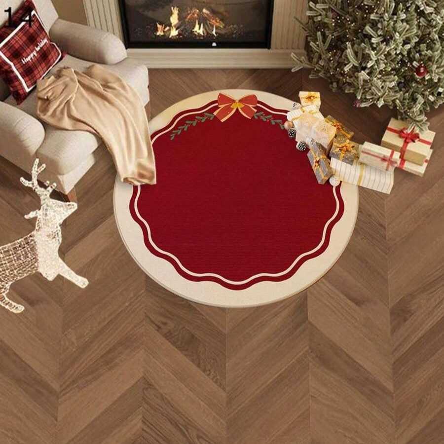 Fnac跨境房间羊绒圆形地毯全铺地毯圣诞节家茶几毯卧室沙发床边印