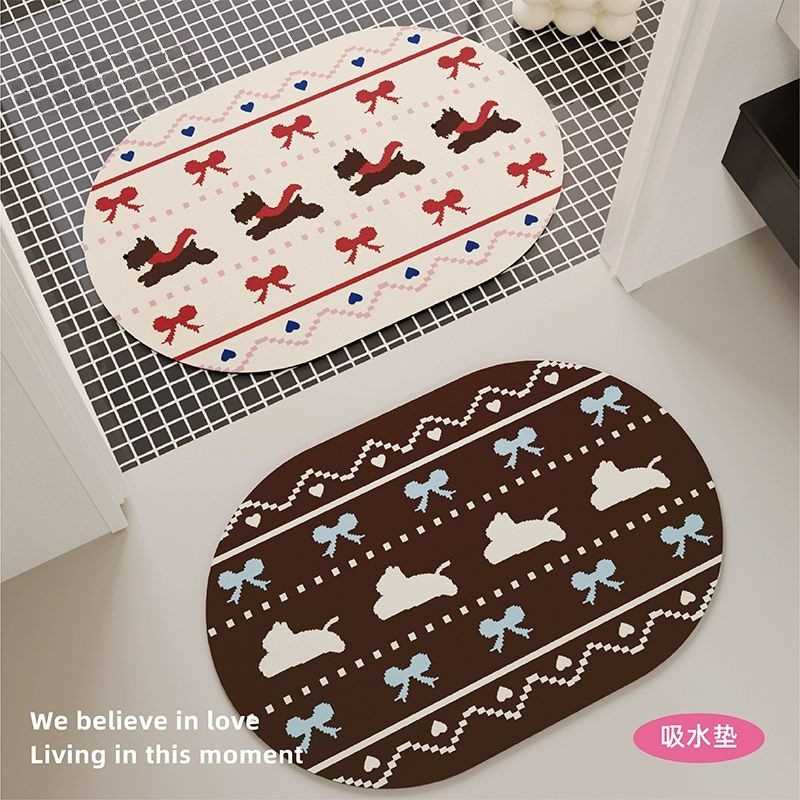 韩国垫浴室动物速干厕所门口吸水防滑卫生间地垫可爱防泥脚垫摔硅