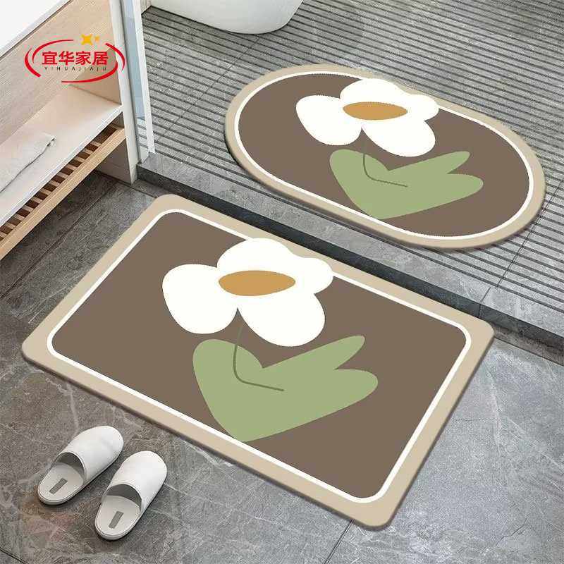 田园垫子垫卫生间泥软浴室速干地垫风地毯防滑吸水硅藻门口脚垫门